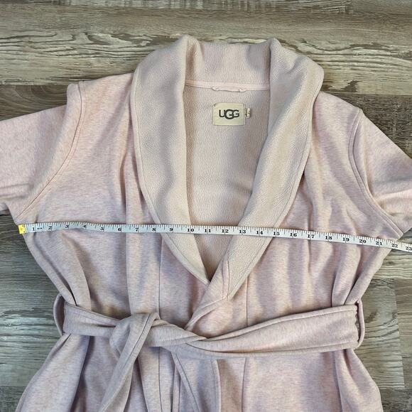 UGG Pink Cotton Fleece Robe Coat with Belted Waist Cozy Loungewear M - Picture 10 of 12